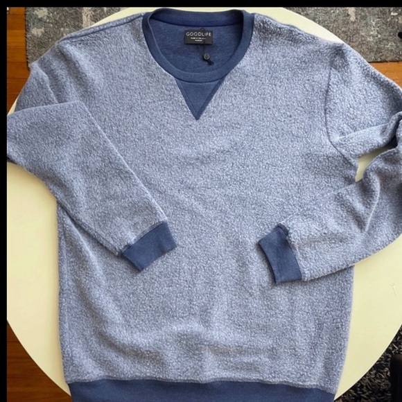 Goodlife Clothing Men’s Reverso Fleece Crewneck Sweater Blue Size Medium NWOT - Picture 1 of 7
